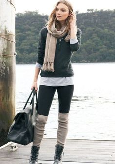 Trending Heels, Boots And Leggings, Winter Chic, Travel Outfits, Fashion Tag, Long Socks, Winter Trends, Winter Clothes