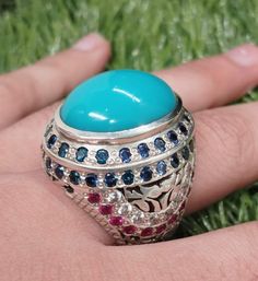 100% Genuine Neeshapuri Feroza Stone Sterling Silver Ring Real Turquoise Ring Top Quality Neeshapuri Hussaini Real Feroza Stone Ring Natural Real Feroza Stone Silver Fine Ring Stabilize Untreated Feroza Turquoise Silver 925 Ring* Total Carat: 5 Carat * Total Weight Silver: 20 grams * Ring Sizes: All US, UK International Size Available (5US,6US,7US,8US,9US,10US,11US,12US,13US,14US,15US,16US) * Re-sizable: Yes * Type: Natural Unheated Untreated Gemstone * Shipment Via FedEx Note: Stone Color as se Feroza Stone, Real Turquoise, Fine Ring, 925 Ring, Handmade Gift Wrap, Ring Sizes, 925 Silver Rings, Stone Ring, Stone Rings