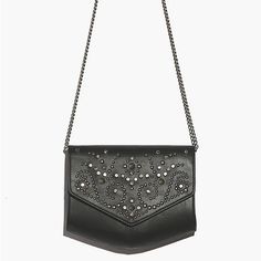 Express Studded Crossbody Bag-Black- New Without Tags Black Crossbody Evening Bag With Adjustable Strap, Party Crossbody Shoulder Bag With Gunmetal Hardware, Party Shoulder Bag With Gunmetal Hardware, Black Shoulder Bag With Gunmetal Hardware For Party, Black Pouch Bag For Night Out, Black Clutch With Gunmetal Hardware, Evening Crossbody Bag With Gunmetal Hardware, Black Party Bags With Gunmetal Hardware, Black Clutch With Removable Pouch For Night Out