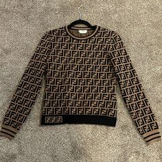 Like New, No Flaw. Authentic Fendi Sweater Size 42 Or Us 6 Fendi Sweater, Ff Logo, Knit Sweater, Sweater Sizes, Black And Brown, Knitted Sweaters, Jumper, Fendi, Sweaters For Women