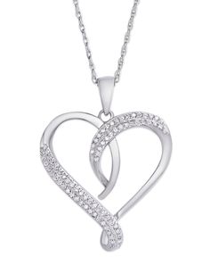 Exude love and romance in this heart pendant. Its beautiful round-cut 1/4 ct. t.w. diamonds add sparkle and shine to this timeless piece. Elegant Heart-shaped Macy's Necklace, Elegant Heart Shaped Necklace From Macy's, Elegant Heart Shaped Macy's Necklace, Elegant Macy's Heart Necklace, Love And Romance, Engagement Ring Guide, Sparkle And Shine, Beauty Gift Sets, Jewelry Repair