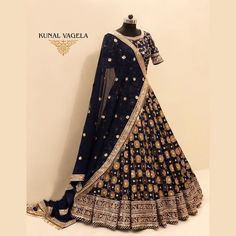 Blue Banarasi Lehenga, Banarasi Brocade