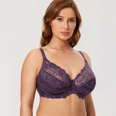 Buying this minimizer bra allows you to add a conspicuous element to your look in all its forms. The design emphasizes back closure, full-coverage cups and adjustable straps. Alluringly beautiful with floral lace, this plus-size bra comes in a lovely deep plum color.

Specifications
Brand Name: GeraldBlack
Obscene Picture: No
Sexually Suggestive: No
Bra Style: Unlined
Bra Style: Minimizer
Material: Spandex
Material: Polyamide
Origin: CN(Origin)
Support Type: Underwire
Cup Shape: Full Cup
Gender: Deep Plum Color, Full Bra, Minimizer Bra, Bra Models, Minimiser Bra, Deep Plum, Beautiful Bra, Unlined Bra, Bra Style