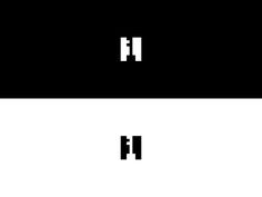 two black and white logos with the letter f