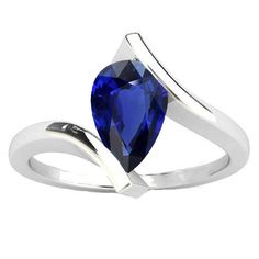 2 Carat Ring, Pear Cut Ring, Black Gold Jewelry, Blue Sapphire Ring, Alexandrite Ring, Bypass Ring, Blue Sapphire Rings, Sapphire Stone, Natural Earth