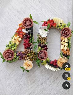 the number 40 made out of fruits and vegetables