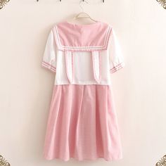 Product ID: JW4431 
 Material: Linen 
 Color: Pink 
 Size Info: 
 S    Bust 98 cm, Sleeve 19 cm, Shoulder 40 cm, Length 89 cm 
 M   Bust 102 cm, Sleeve 20 cm, Shoulder 41 cm, Length 90 cm 
 L    Bust 106 cm, Sleeve 21 cm, Shoulder 42 cm, Length 91 cm www.ccovv.com Kawaii School Uniform, Bunny Kawaii, Kawaii Rabbit, Kawaii School, Mode Kawaii, Kawaii Faces, Linen Color, Rabbit Ears, Short Sleeve Dress