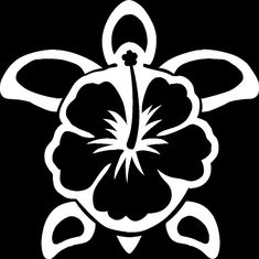 a black and white image of a flower with leaves on it's petals, in the shape of a turtle