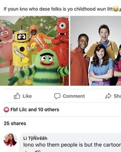 two screenshots of the same character on facebook, one with an image of sesame and