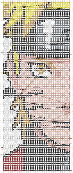 a cross stitch pattern with a man's face