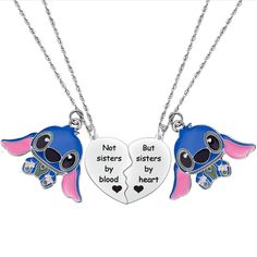 PRICES MAY VARY. Double Best Friends Necklace -- A stitched necklace engraved with the words “Together forever never apart”. It's the perfect way to express that no matter how far apart you are, your hearts will always be together. CUTE BFF GIFT -- Want to surprise your bestie? This BFF necklace set makes a sweet friendship gift for your friend. Show her how much she means to you with a meaningful necklace. BFF GIFTS FROM A LONG DISTANCE -- Give the BFF in your life a meaningful gift. It doesn't Lilo And Stitch Stuff, Gifts For Best Friends Christmas, Jewelry For Friends, Character Jewelry, Matching Bff, Stitch Drawings, Bff Christmas, Sisters Necklace