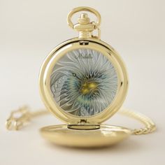 Golden Silver Flower Fantasy Abstract Art Name Pocket Watch - modern style idea design custom idea 50 Golden Wedding Anniversary, Monogram Hearts, Watch Diy, Gold Pocket Watch, Silver Pocket Watch, Flower Watch, Gold Face, Golden Wedding, Gold Gifts