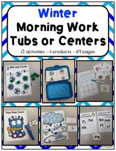 the winter morning work tubs or centers are great for students to practice their letters and numbers