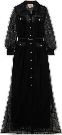 GUCCI Button-embellished leather-trimmed lace maxi dress