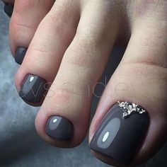 Grey Nail, Grey Nail Polish, Pretty Nail Colors, Acrylic Toes, Black Nail, Toe Nail Designs