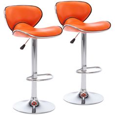 two orange barstools sitting next to each other