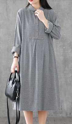 Long Sleeve Summer Spring Cotton Linen Women loose Dresses Tunik Modern Simple, Linen Fashion Women, Tunik Linen, Nigeria Dress, Red Carpet Affair, Pretty Dresses Casual, Leisure Dress, Girls Designer Dresses, Short Sleeve Summer Dresses