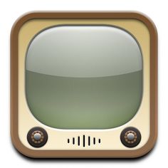 an old fashioned television set with the screen turned green and brown, on a white background