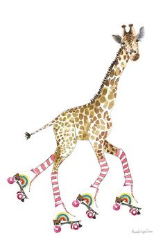 Giraffe Joy Ride II No Balloons Poster Print - Mercedes Lopez Charro-VARPDX76121 Image 1 Contemporary Folk Art, Joy Ride, Black Framed Wall Art, Contemporary Fine Art, Animal Fashion, Fine Arts Posters, Canvas Home, Big Canvas Art, Trademark Fine Art