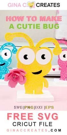 the instructions for how to make a cute bug paper craft with free cricut file