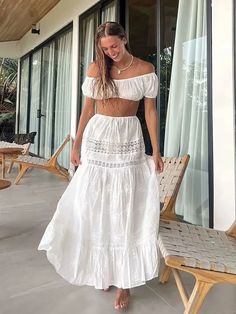 Lace Skirt Set Dress Summer Women Beach Holiday Sexy Cotton Matching Set Outfits Spring White 2 Pcs White Two-piece Beach Dress, Set Outfits, Women Beach, Floral Outfit, Outfits Spring, Womens Tops Summer, Woman Beach, Beach Holiday, Sleeves (women)