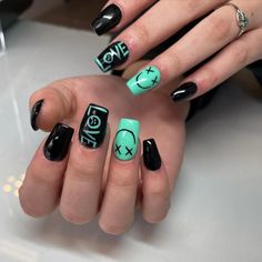 Want nails that put a smile on your face? Check out these 23 smiley face nails designs including trippy smileys, cute smileys, and how to do smiley face nails. Click the article link for more photos and inspiration like this // Photo Credit: Instagram @nailsbyrandelle // #blackandwhitenailswithsmileyface #blackandwhitesmileyfacenails #smileyfaceacrylicnails #smileyfacenails #smileyfacenailsblackandwhite #trippysmileyfacenails #xsmileyfacenails Black And Green Smiley Face Nails, Trippy Smiley Nails, X Smiley Face Nails, Smile Nails Design, Smile Face Nails, Rave Nails Designs, Trippy Nail Designs, Trippy Nails