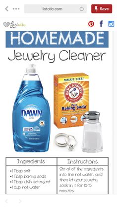 a poster with instructions on how to use dishwasher detergent for home made jewelry cleaner