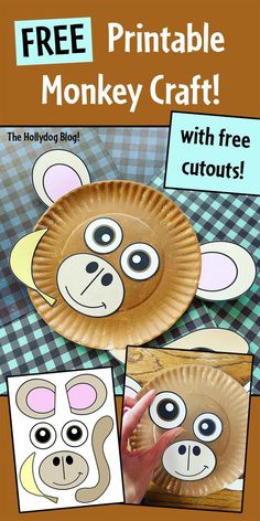 a monkey paper plate craft with free printables to make it look like he is holding