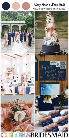 a collage of photos with different wedding colors and names on them, including the bride and groom's cake