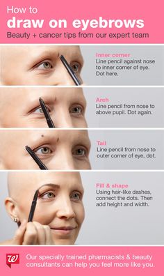 Draw On Eyebrows, Chemo Tips, Draw Eyebrows, Eyebrow Beauty, Eyebrow Hacks, How To Draw Eyebrows, White Nail Designs