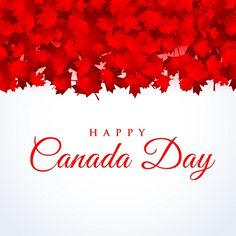 happy canada day with red maple leaves