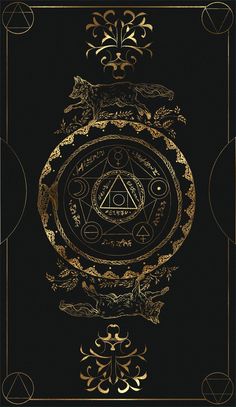 a black and gold book cover with an intricate design