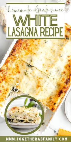 white lasagna recipe with text overlay