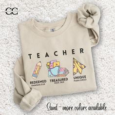 This retro Christian teacher crewneck sweatshirt gives a nostalgic and comforting vibe, perfect for those who appreciate retro designs and hold Christian beliefs close to their heart. It is ideal for wearing during the colder months or as a cozy layer for relaxed days at home. This sweatshirt is a thoughtful and meaningful gift for Christian teachers suitable for occasions like Christmas, Easter, and graduations. MATERIAL:  50% cotton, 50% polyester Medium-heavy fabric (8.0 oz/yd² (271.25 g/m SI Psalm 139 13, Retro Designs, Religious Gifts, Sunday School, Christian Gifts, Meaningful Gifts, Teacher Gifts, Crew Neck Sweatshirt, Perfect Fit