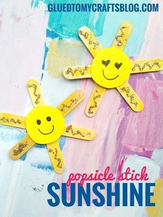 popsicle stick sunshine craft for kids to make with the sun and stars on them