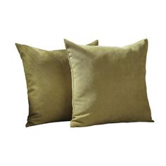 two gold pillows sitting on top of each other