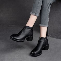 Gender: Women Item Type: Boots Main Material: Cow Leather Style: Casual, Classic, Retro Season: Spring, Autumn Heel Type: Flat Outsole Material: PU Heel Height: High Heel (6-8 cm) Size Length cm inch 35 22.5 8.86 36 23 9.06 37 23.5 9.25 38 24 9.45 39 24.5 9.65 40 25 9.84 Chic Martin Boots With Block Heel In Faux Leather, Trendy Leather Martin Boots With Block Heel, Spring Leather Martin Boots With Low Heel, Spring Low Heel Leather Martin Boots, Leather Martin Boots With Block Heel For Fall, Chic Faux Leather Martin Boots With Block Heel, Trendy Leather Martin Boots For Office, Casual Martin Boots With Block Heel In Faux Leather, Chic Leather Martin Boots With Block Heel