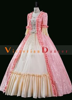 Women Pink Floral Tea Party Garden Gown Marie Antoinette Dress Condition: Brand New  Color:Pink  Material: This dress made of High Quality Jacquard, soft,smooth and comfortable to wear  Sleeve Length: Long Flare Sleeve  Dresses Length:Floor-Length  Neckline: amp;nbsp; Square Collar  Decoration: Ruffles + Lace  Package Includes:  Dress    The length of skirt about 45 inches (114 cm) long from waist to hem regardless of size. This dress is pictured with a 6-hoop skirt Petticoat underneath to achie Pink Elegant Gown For Costume Party, Elegant Pink Gown For Costume Party, Pink Victorian Ball Gown Costume Dress, Pink Victorian Ball Gown Costume, Pink Victorian Ball Gown For Fancy Dress, Pink Fitted Victorian Dress For Costume Party, Pink Ruffled Gown For Fancy Dress, Pink Gown For Spring Fancy Dress, Spring Pink Gown For Fancy Dress Events