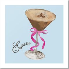 an illustration of a martini glass with coffee in it and the words espresso