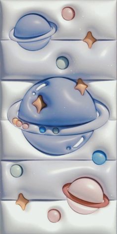 an image of a space scene with planets and stars on the glass wallpapers