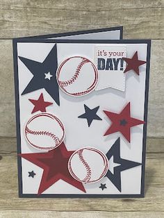 a card with red, white and blue stars on it that says it's your day