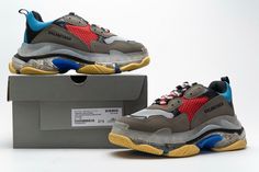 Balenciaga Triple S Blue Red - ShareLuxury.net Air Jordan Sneaker, Hiking Boots, Balenciaga, Sneakers Nike