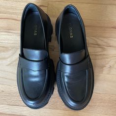 Black Leather Chunky Loafers. Size 39, Made From Sustainable Leather. Heel Hight Is 5.5cm. Very Good Condition, Worn A Handful Of Times. Black Loafers For Work, Black Brogue Detailed Platform Loafers For Business Casual, Black Brogue Platform Loafers For Business Casual, Black Wingtip Platform Loafers For Formal Occasions, Black Platform Loafers With Brogue Detailing For Business, Black Oxfords For Work, Black Platform Loafers With Brogue Detailing For Work, Black Brogue Platform Loafers For Work, Black Wingtip Loafers For Work