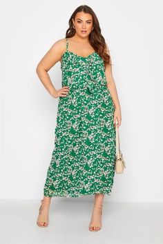 Shop YOURS LONDON Curve Green Floral Print Ruffle Maxi Dress at Yours Clothing. Discover women’s plus size clothing in sizes 10-36 with fast delivery. Plus Size Wedding Guest Dress, Party Dress Sale, Ruffle Maxi Dress, Shirred Dress, Ditsy Floral Print, Green Floral Print, Ladies Of London, Ruffled Maxi Dress, Plus Size Maxi Dresses