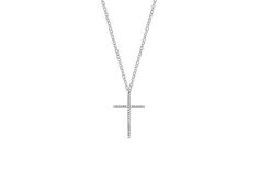 Our diamond cross necklace features 0.04 carats of diamond set in 14k gold. Cross height measures: 10mm Cross width measures: 7mm Total chain length: 18"(16" + (2)1" extenders) Cross-shaped Diamond Necklace With Single Cut Diamonds, Diamond White Cross Necklace With Single Cut Diamonds, Diamond Cross Necklace With Single Cut Diamonds, Brilliant Cut Diamond Cross Necklace, Classic Diamond Cross Necklace For Formal Occasions, Elegant Formal Crucifix Diamond Necklace, Classic Diamond Cross Necklace In Diamond White, White Gold Diamond Cross Pendant Necklace With Pavé Setting, Classic Diamond White Diamond Cross Necklace