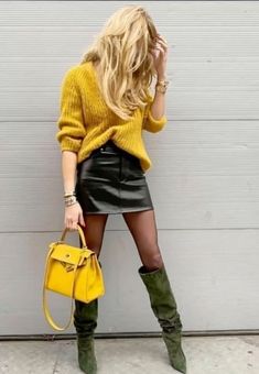 Street Mode, Colour Combinations Fashion, Club Outfits For Women, Yellow Sweater, Fashion Mode, Suho, Outfits Casuales