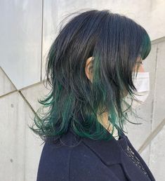 Green Hair Color Ideas, Underdye Hair, Green Hair Color, Dip Dye Hair, Hair Color Underneath