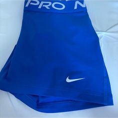 Brand New, Never Worn Nike Pro Spandex Shorts Blue, Nike Pros Colors, Nike Pros Collection, Track Wishlist, Nike Pros Aesthetic, Farah Core, Blue Nike Pros, Nike Pro Spandex Shorts, Nike Pro Spandex