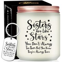 PRICES MAY VARY. 【Sister Birthday Gifts from Sister】 A great candle with a humorous quote is the best gift idea for big sister, sister, best sister, little sister, new sister, twin sister, dear sister, dog sister, dance sister, navy sister, step-sister or any fabulous in your life. Surprise a special someone in your life with gift candles that they can light up immediately! 【Funny Sisters Gifts for Any Occasion】 A perfect gift for your sister on mother’s day, valentine's Day, Christmas, birthday Gifts For Big Sister, Navy Sister, Funny Sister Gifts, Gift Candles, Sister Birthday Gift, Lavender Scented Candle, Stars Gifts, Novelty Candles, Birthday Basket