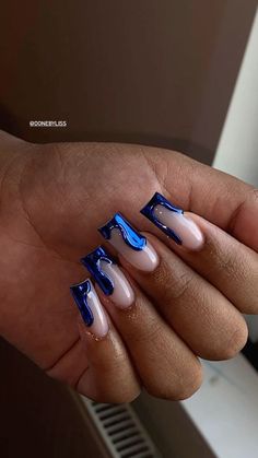 Blue Acrylic Nails, Drip Nails, Nagel Tips